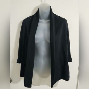 Theory black open front stretchy soft cardigan 3/4 length sleeve size Xs